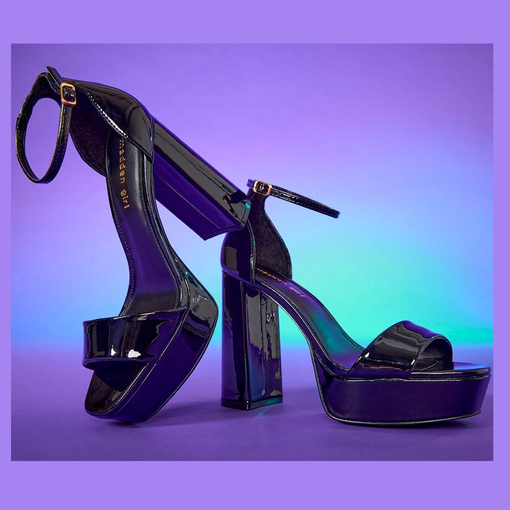 NWT Patent Leather Platform Chunky Heel Sandal - Black - Women’s 7 - NIB